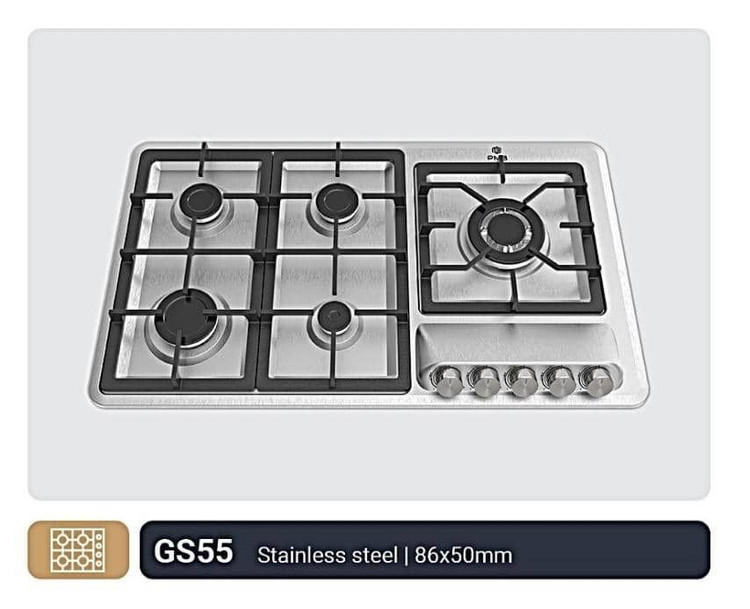 اجاق گاز 5 شعله صفحه استیل پارس ملی مدل GS55